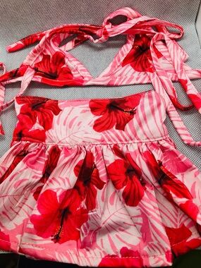 Tropical Floral Halter Swim set for pets Bright Multi